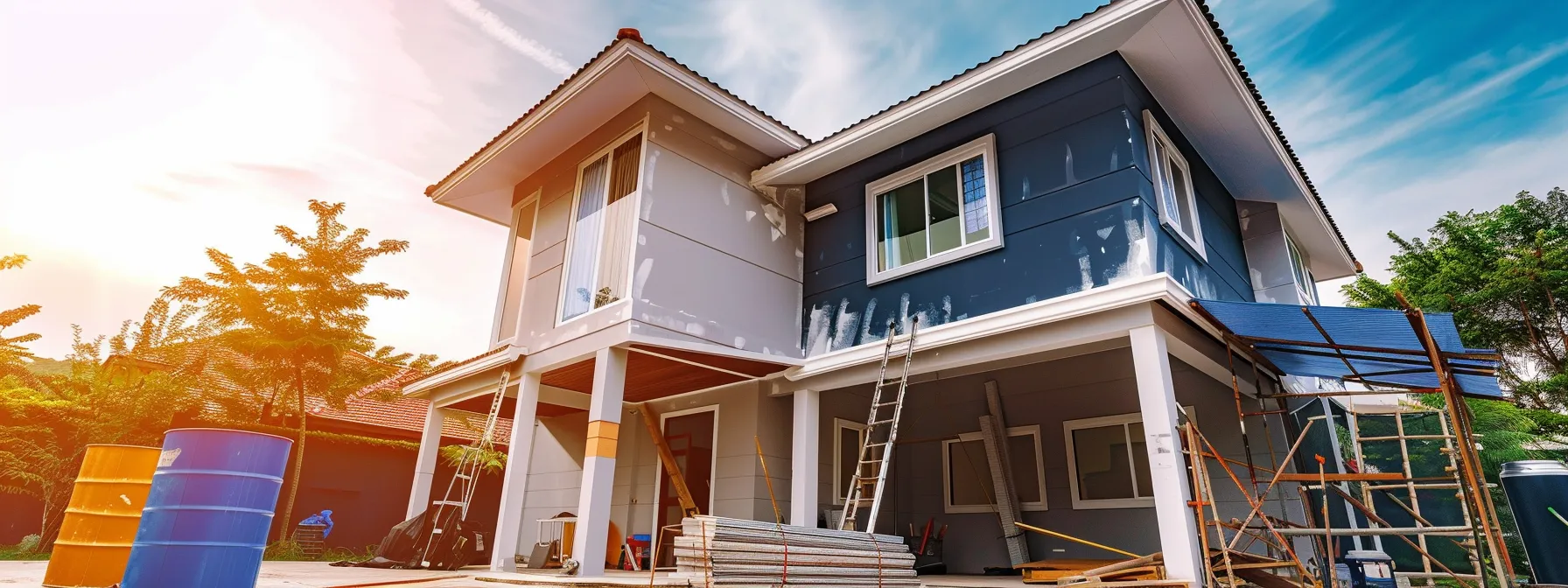 a house being painted with durable exterior paint to withstand varying weather conditions.