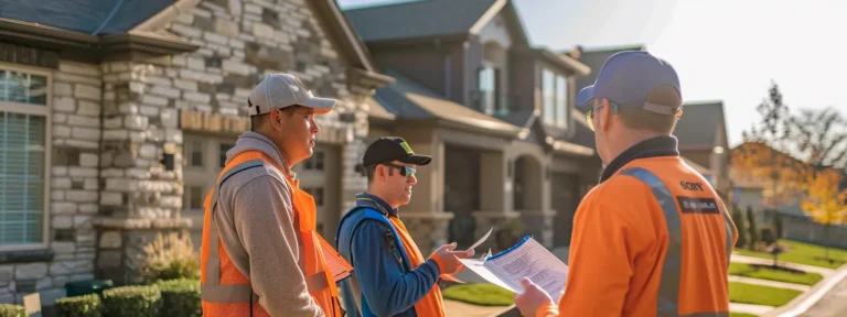 a group of contractors discussing a detailed estimate with an olathe homeowner for an exterior painting project.